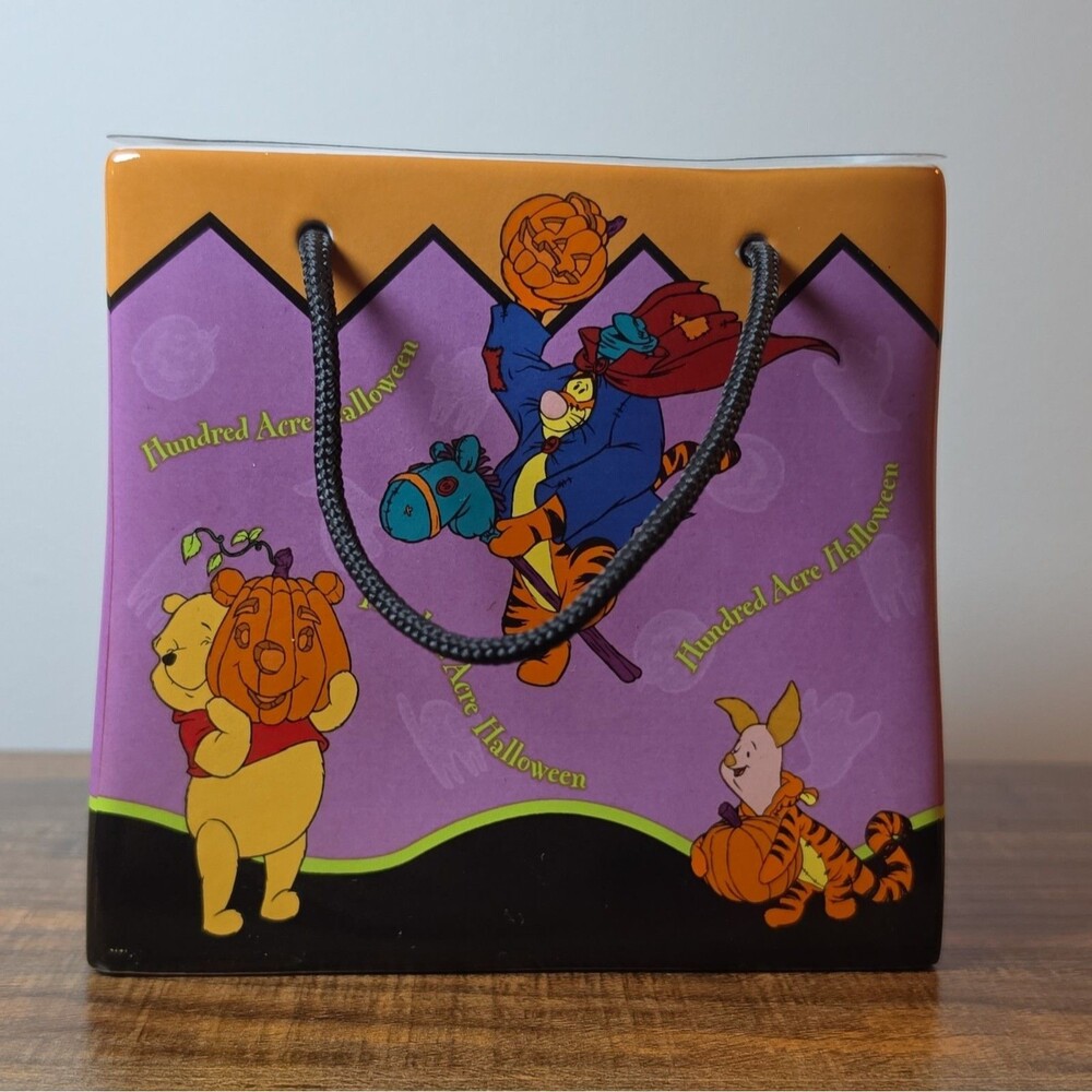 FTD 2000 Disney Winnie the Pooh Hundred Acre Halloween Ceramic Candy Bag Vase